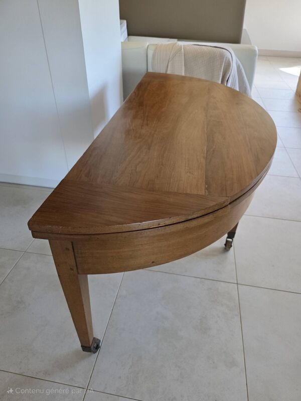 Table demi lune ovale en noyer