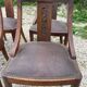 Set of 4 art deco gondola chairs in solid oak wood with skai leather
