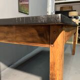 Oak farmhouse table, black top