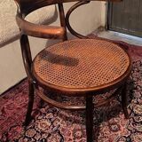 Fauteuil de bureau en bois massif courbé ancien vintage C.1900