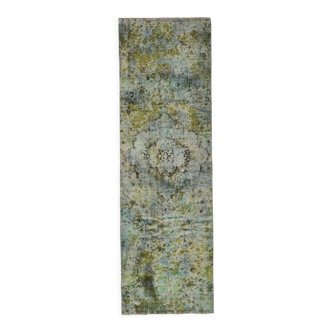 3x10 green tones turkish runner rug, 91x299cm