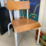 Ancienne chaise écolier enfant bois et métal