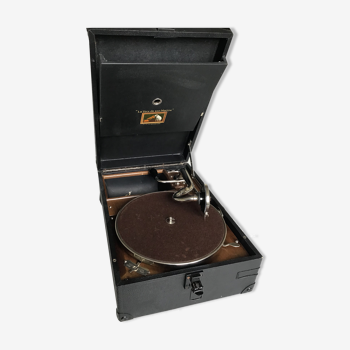 Portable suitcase phonograph the voice of his master of the 30s in perfect condition