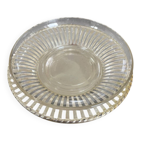 Beurrier ancien Duralex verre et métal
