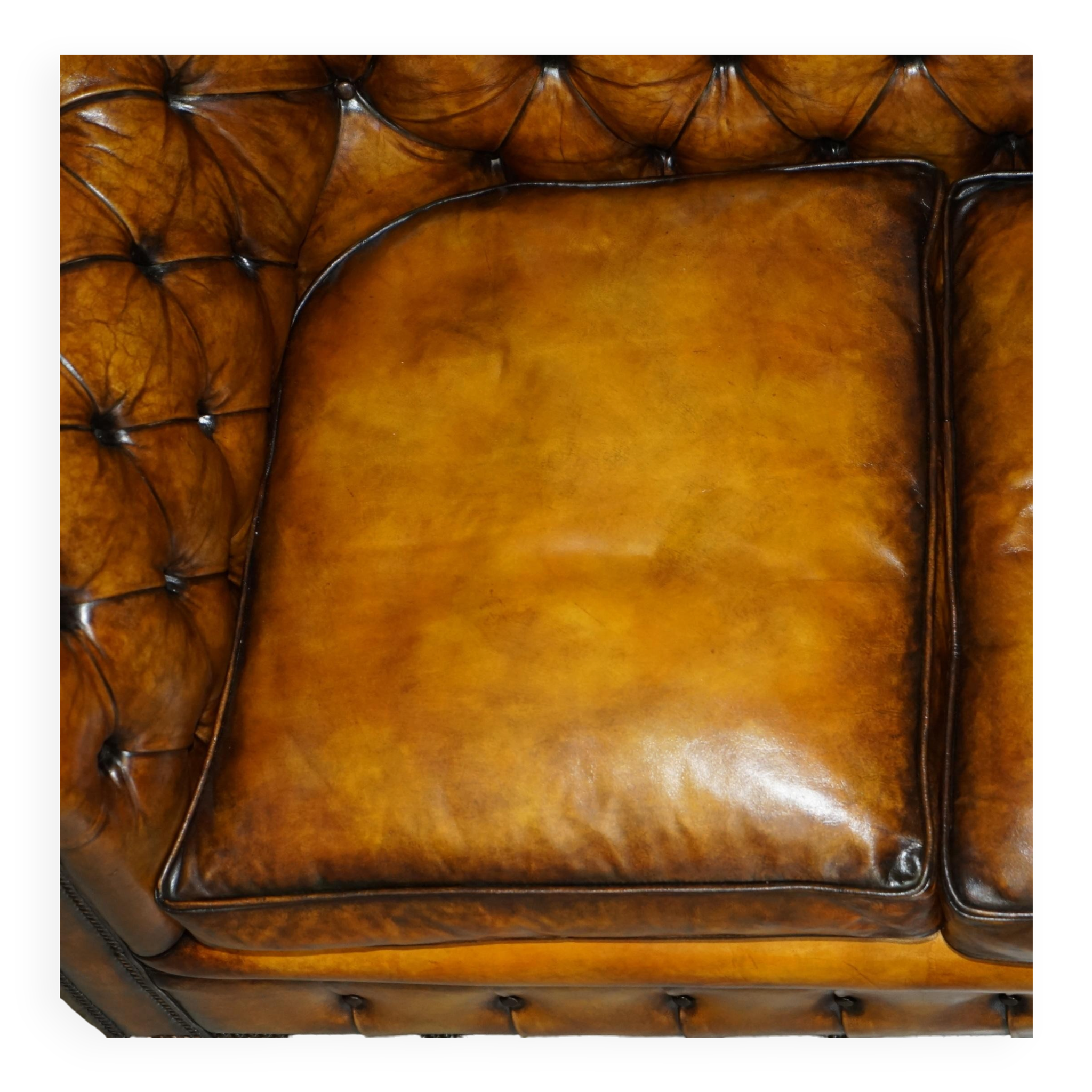 Restored vintage leather Chesterfield sofa