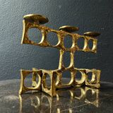 Brass chandelier handcrafted by Heinz Goll, brutalist, Austria 1970.