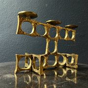 Brass chandelier handcrafted by Heinz Goll, brutalist, Austria 1970.