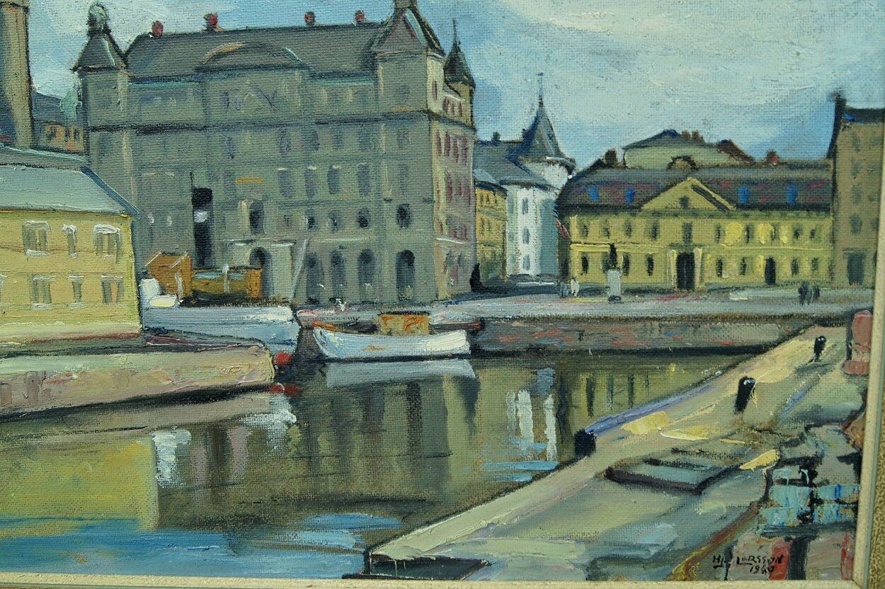 Hjalmar Larsson(1881-1960), Stockholm Cityscape, 1940, Oil Painting