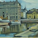 Hjalmar Larsson(1881-1960), Stockholm Cityscape, 1940, Oil Painting