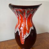 Vallauris vase in brown and orange fat lava
