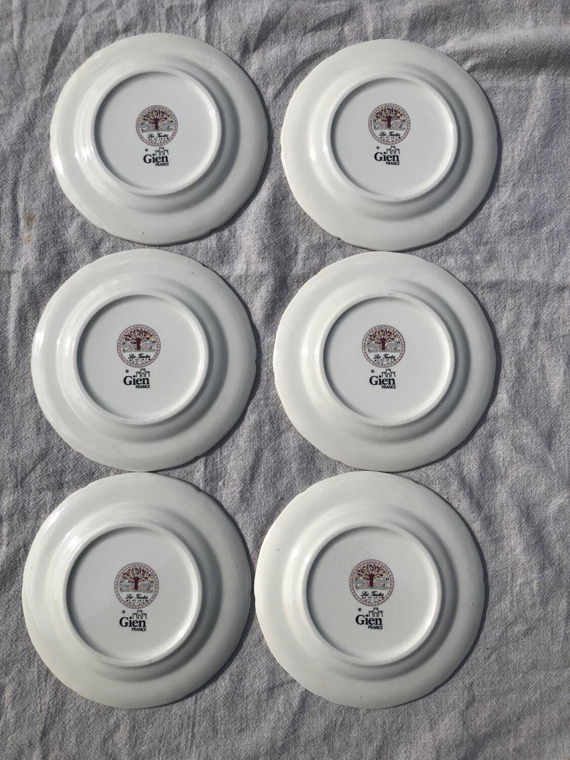 Set of 6 dessert plates, Gien, “Les Tartes” collection