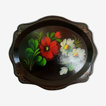 Russian wooden top vintage hand-painted flowers