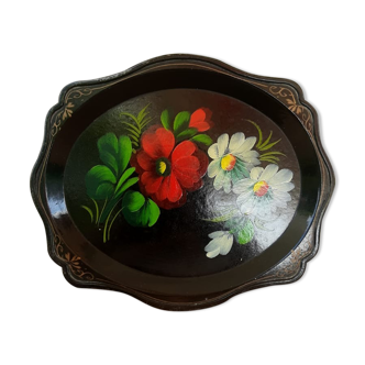 Russian wooden top vintage hand-painted flowers