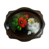 Plateau russe en bois fleurs peintes à la main vintage