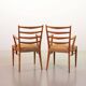 Cees Braakman Dutch Design Wooden Ladder Arm Chairs & Caramel Bouclé Fabric