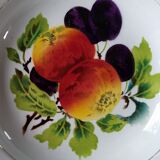 Round dish in Earthenware St Amand decorated with fruit apples and plums