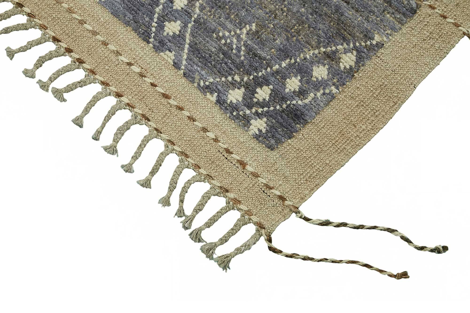 Hand-Knotted Turkish Contemporary 251 cm x 296 cm Blue Wool Carpet