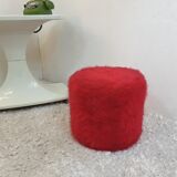 Pouf moumoute vintage red