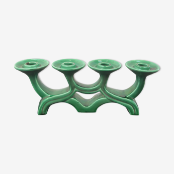 Vintage candle holder in green ceramic with 4 arms