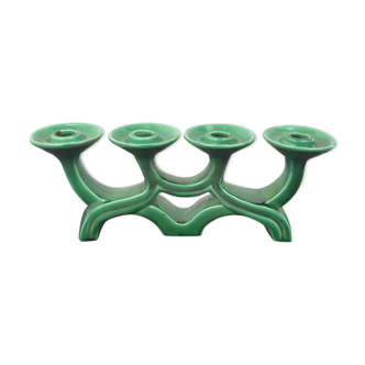 Vintage candle holder in green ceramic with 4 arms
