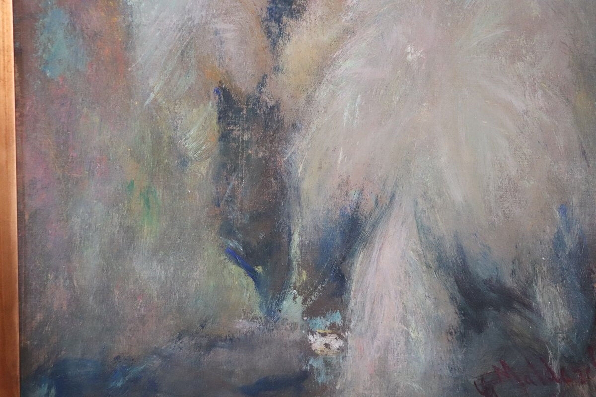 Oil painting on canvas, portrait of a young woman, Italy signed and dated 1917