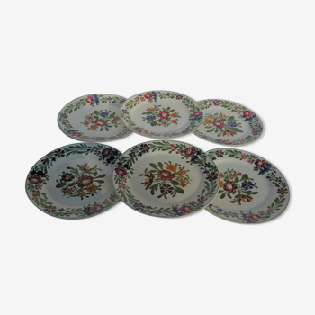 6 assiettes plates en faïence de sarreguemines modèle rusticana