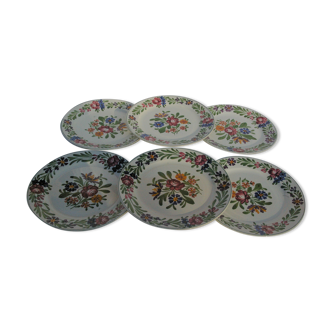 6 flat plates in sarreguemines earthenware model rusticana