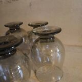 6 old smoked glasses with bubbles
