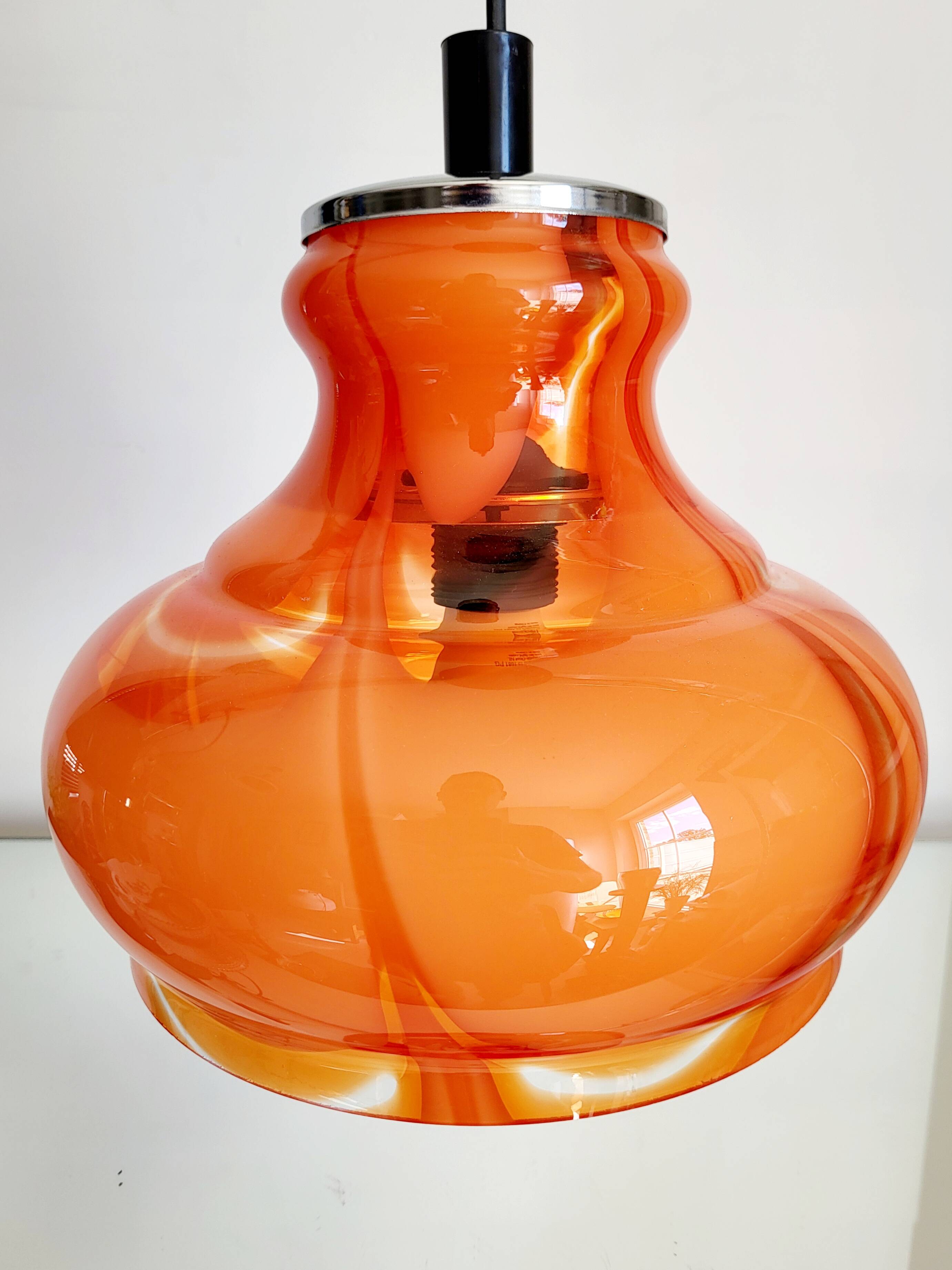 Lampe à suspension vintage en glaçure de Murano, Carlo Moretti, Italie, Jaren 1960