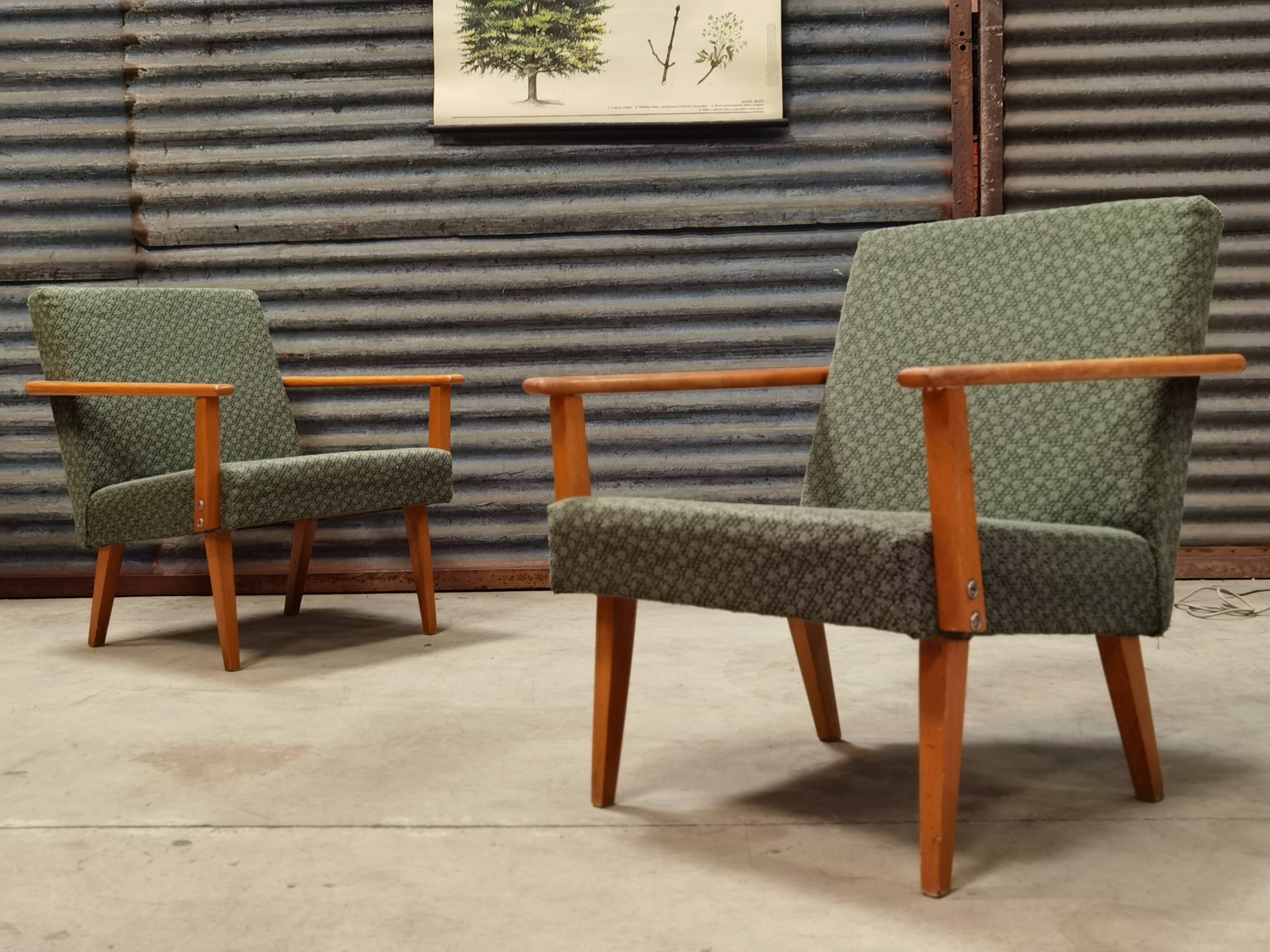 Pair of green Armchairs Tatra 1960