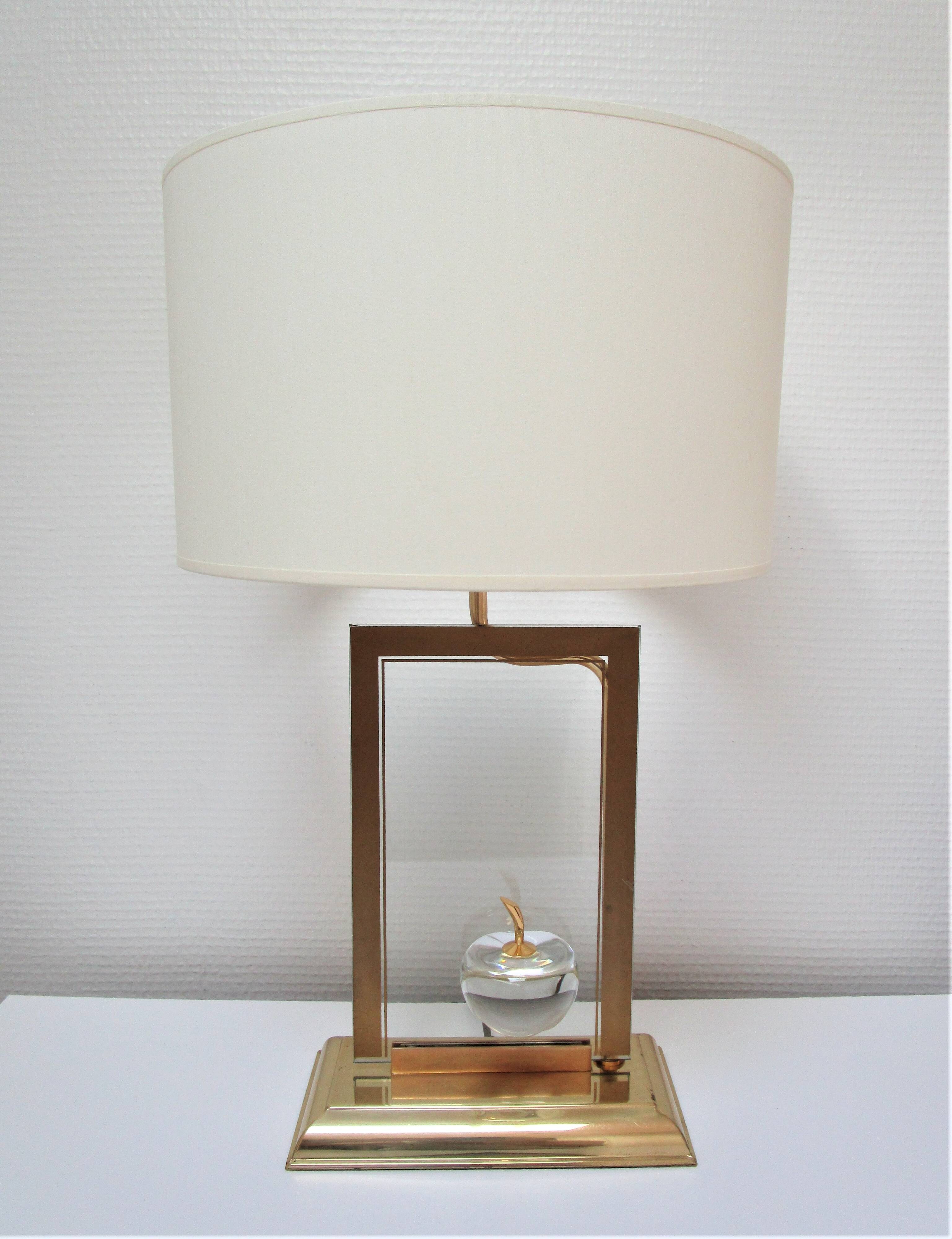"Apple" lamp, dolphin, gold metal glass