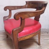 Fauteuil de bureau en noyer massif XIX°