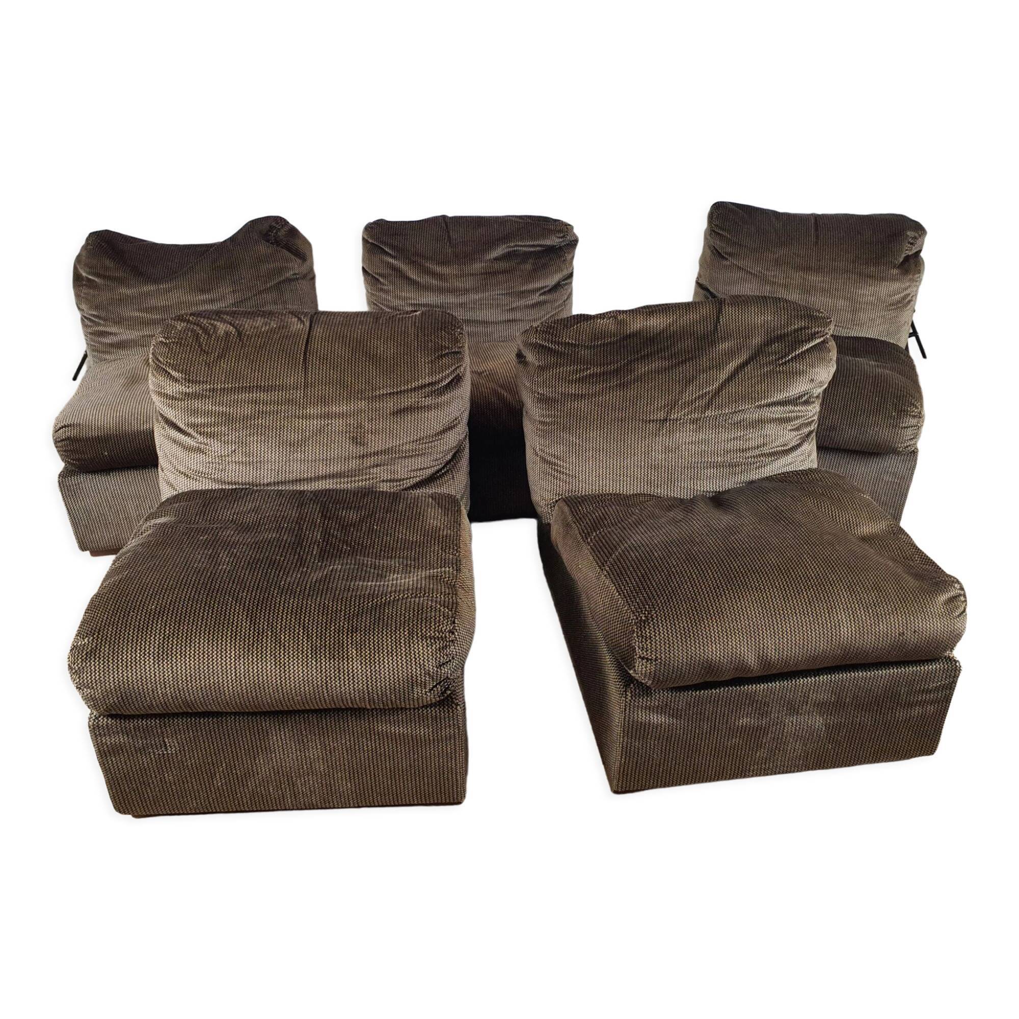 Canapé modulable 5 places en tissu