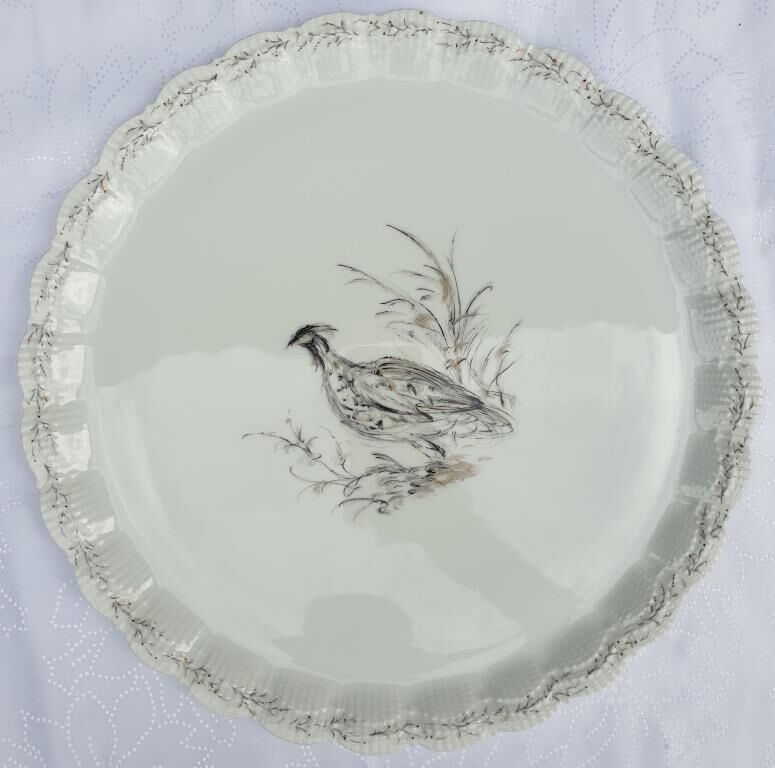 Hand-painted pheasant dish porcelain Au Vase Etrusque Paris