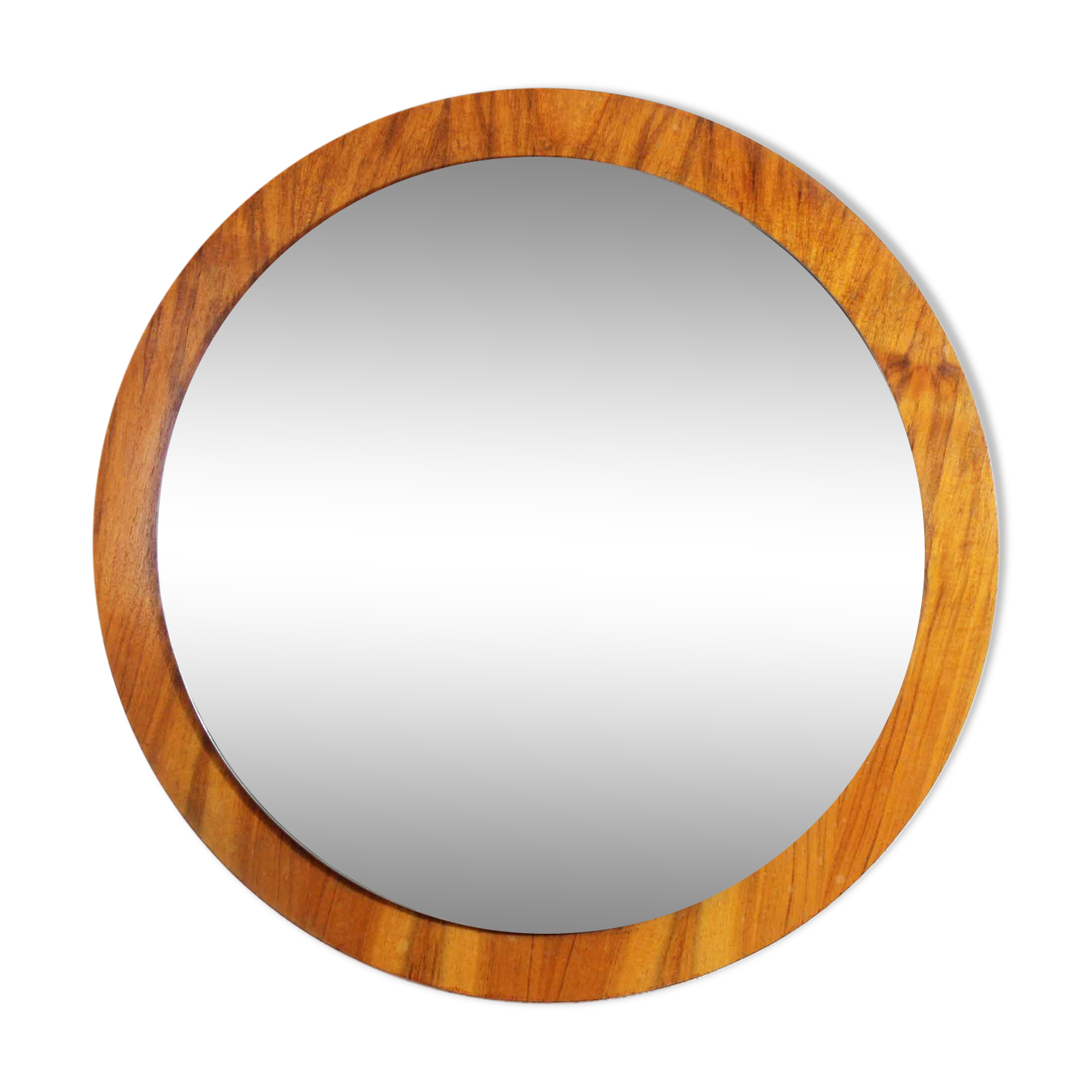 Round Scandinavian teak mirror - 58cm