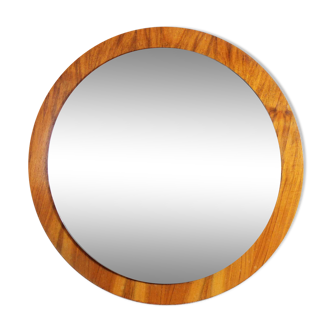 Round Scandinavian teak mirror - 58cm