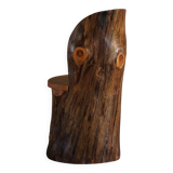 Modern primitive Swedish hand-carved pine stump chair, Wabi Sabi, 1960s