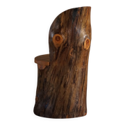 Modern primitive Swedish hand-carved pine stump chair, Wabi Sabi, 1960s