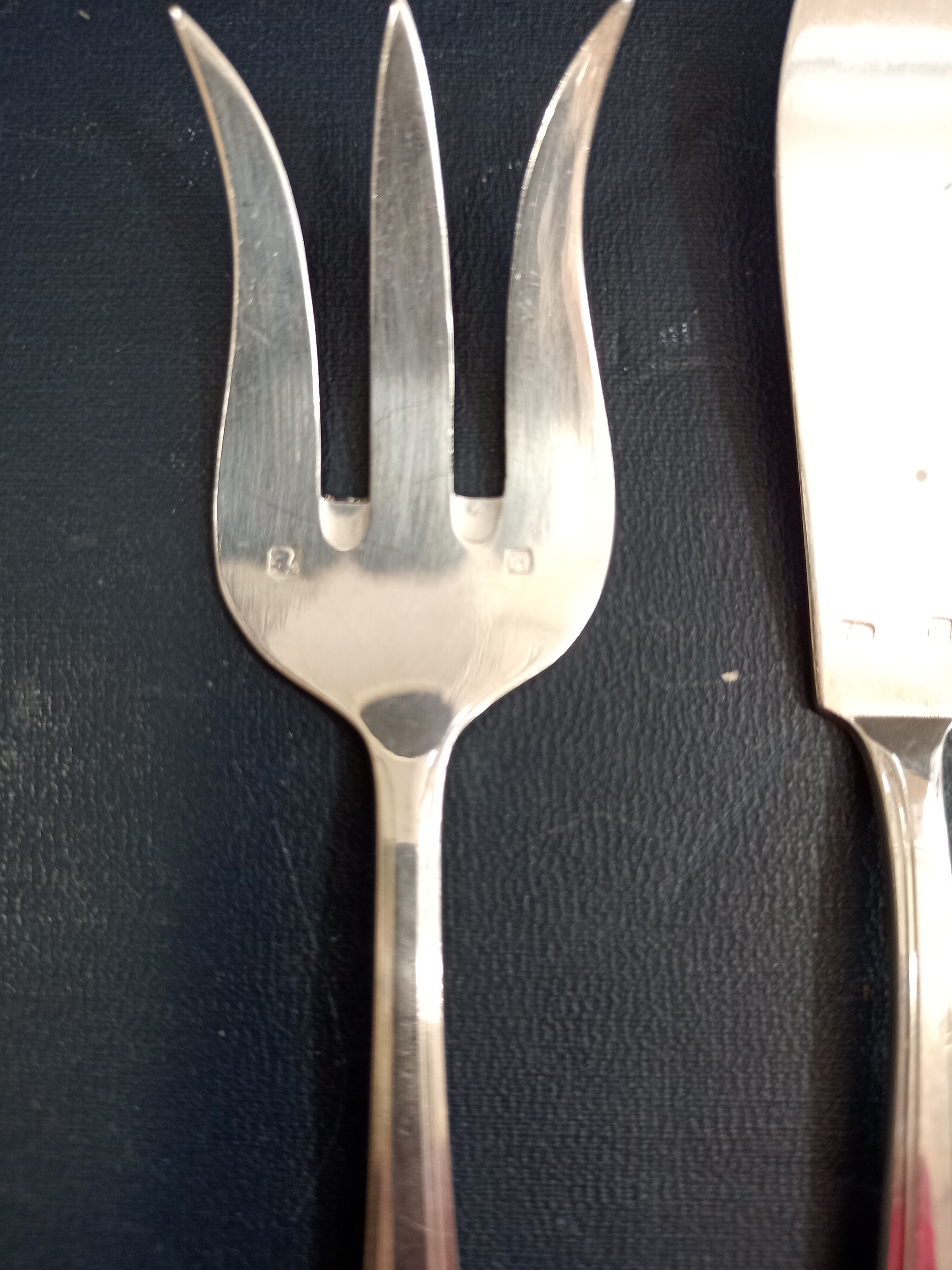 Silver metal fish cutlery ercuis