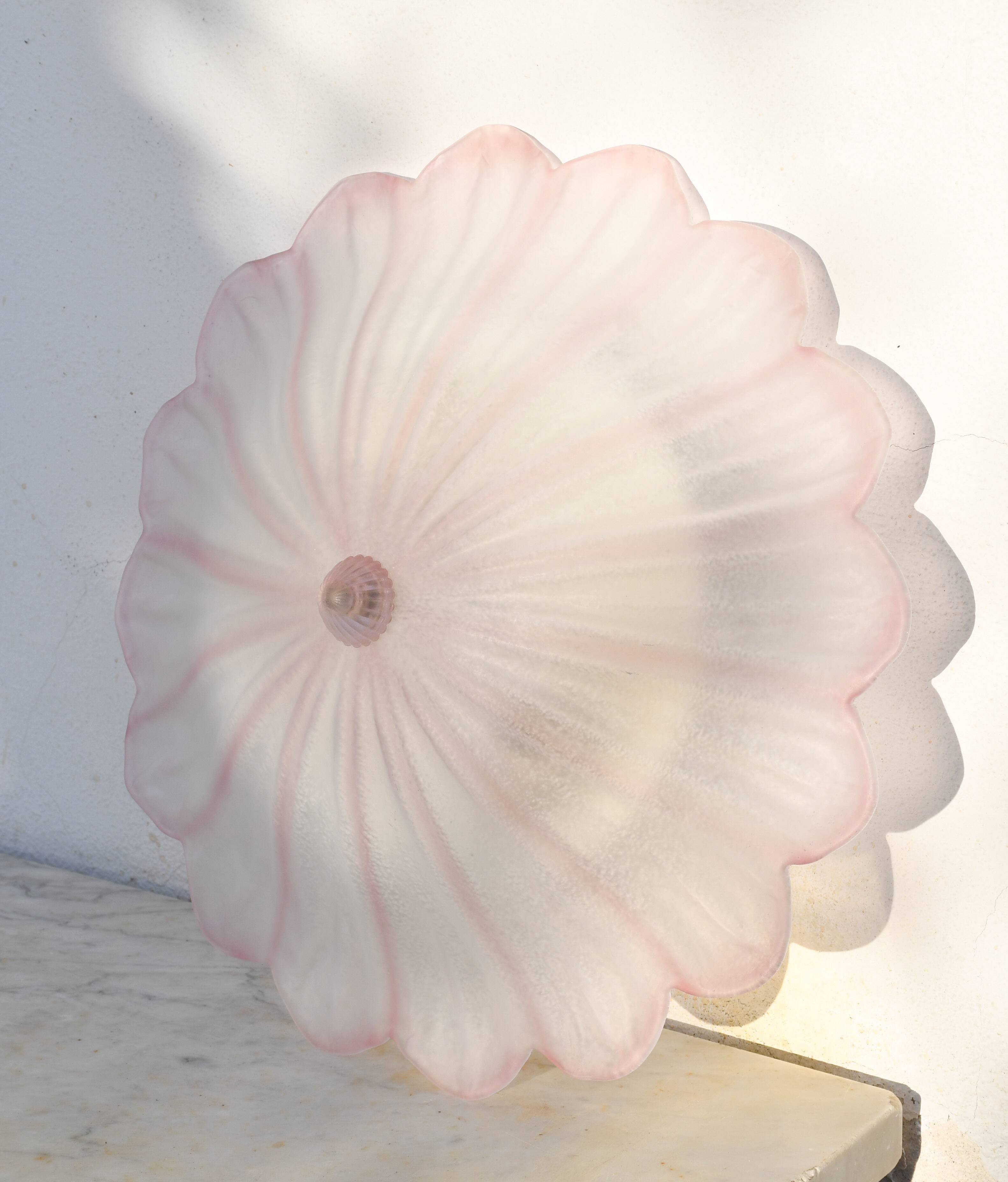 Precious Italian pink Murano glass ceiling fixture, Murano, 1970