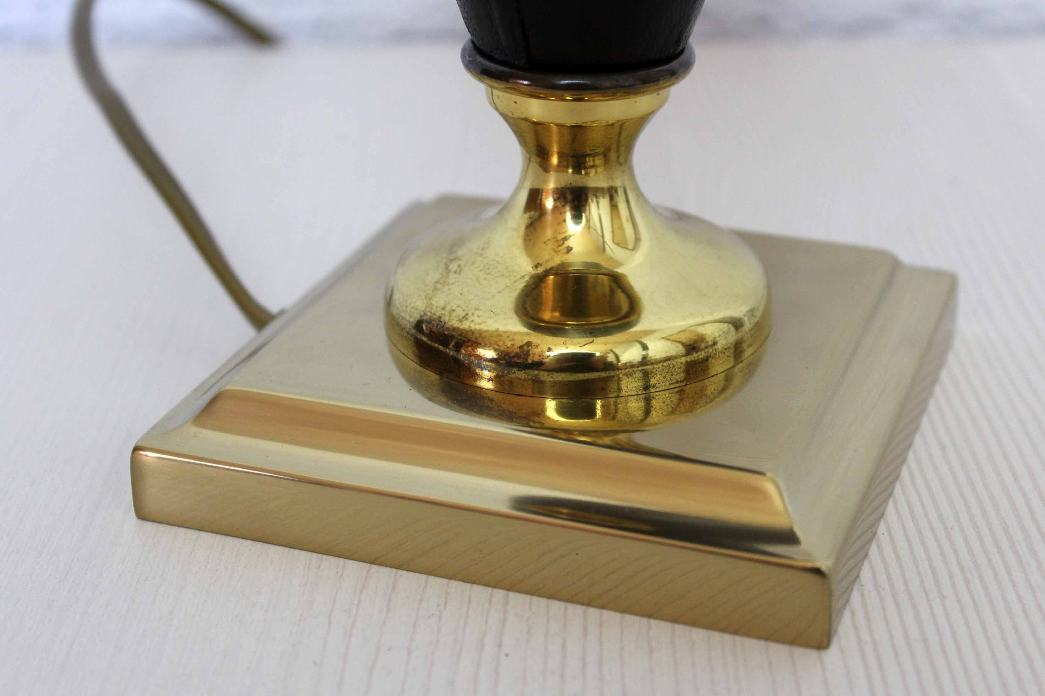 Table lamp Le Dauphin leather and brass