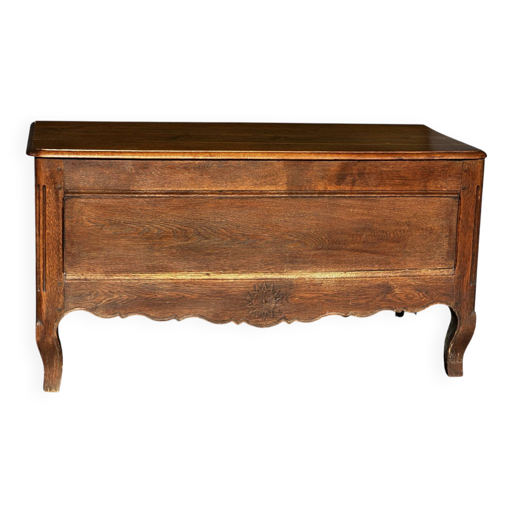 French provincial chest in carved and pegged solid oak, 18th century.