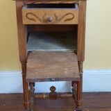 Marble top marquetry bedside table