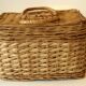 Braided rattan basket with lid, jewelry box, vintage from the 1970s