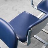 Set 4 chairs eco leather blue metal chrome 70