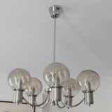 Glass and metal pendant light 1970