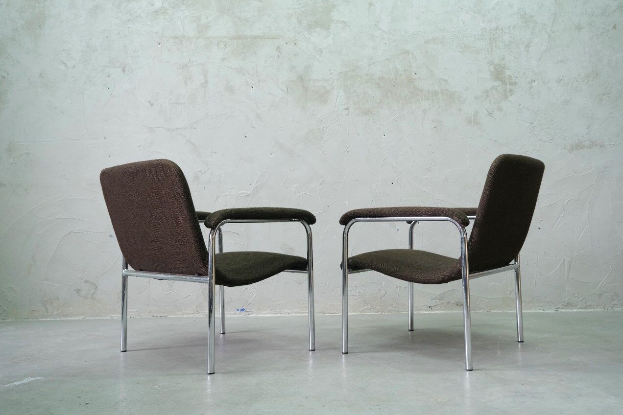 Mid-Century Easy Chairs in Tubular Steel from Thonet, 1970s, Set of 2.