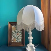 Bassano ceramic lamp with fringed shade