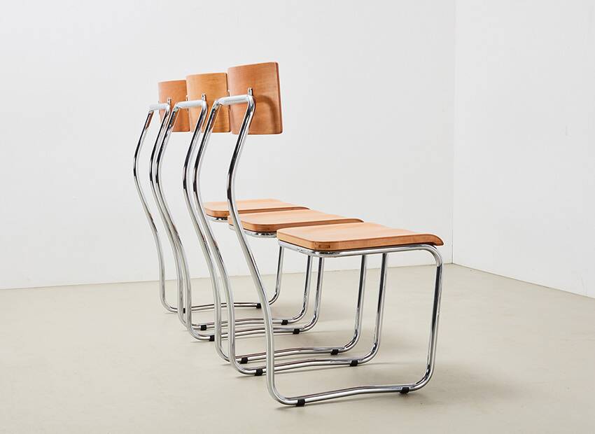 Giuseppe Terragni Set of 6 Lariana Dining Chairs Italy 1936/1990s