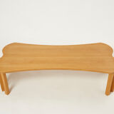 Coffee table signed by Vincent Poujardieu free form in oak 1992